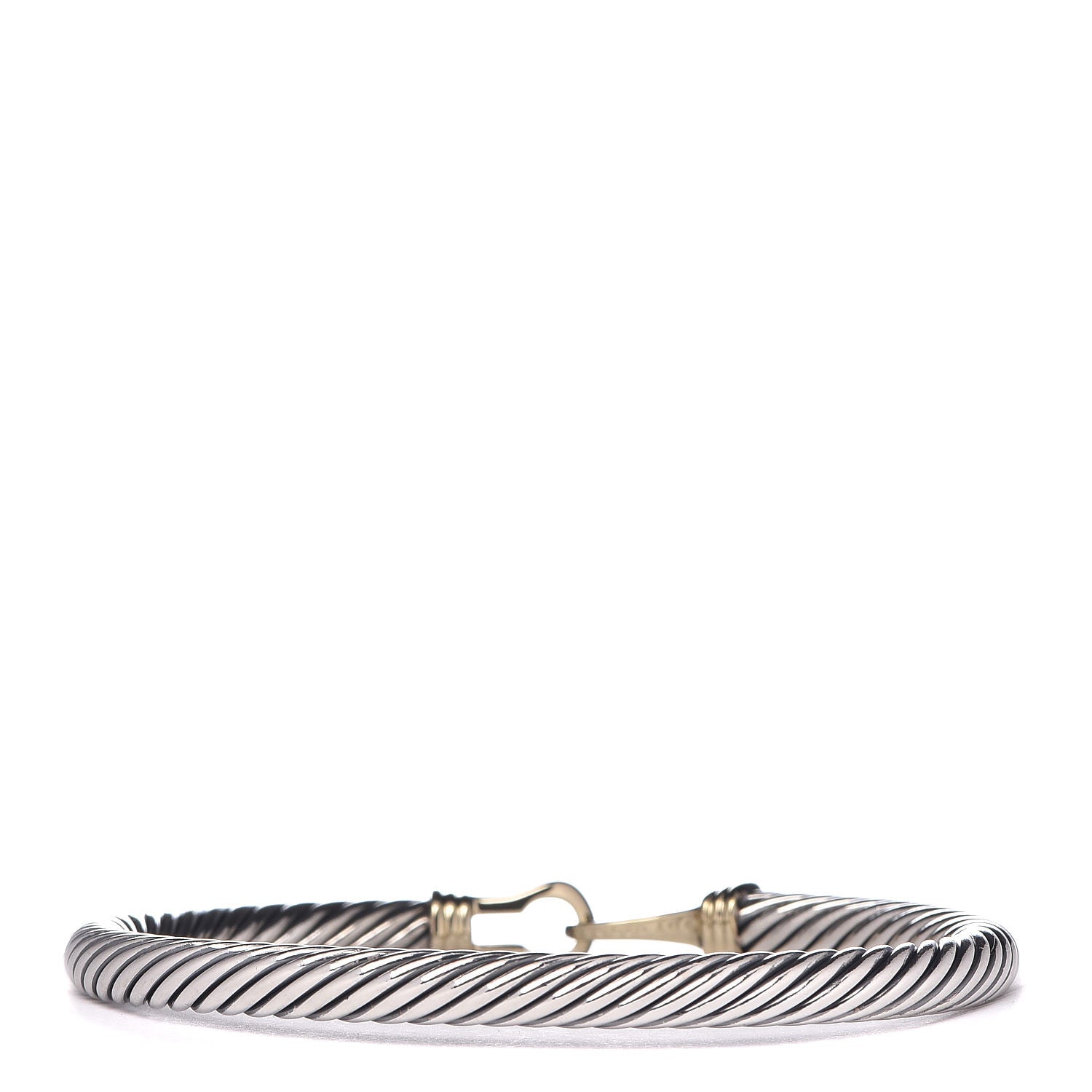 David Yurman Sterling Silver 14K Yellow Gold 5mm Cable Classic Buckle Bracelet 3 of 4