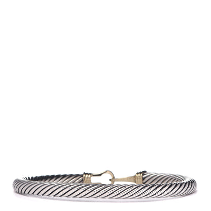 David Yurman Sterling Silver 14K Yellow Gold 5mm Cable Classic Buckle Bracelet 3 of 4