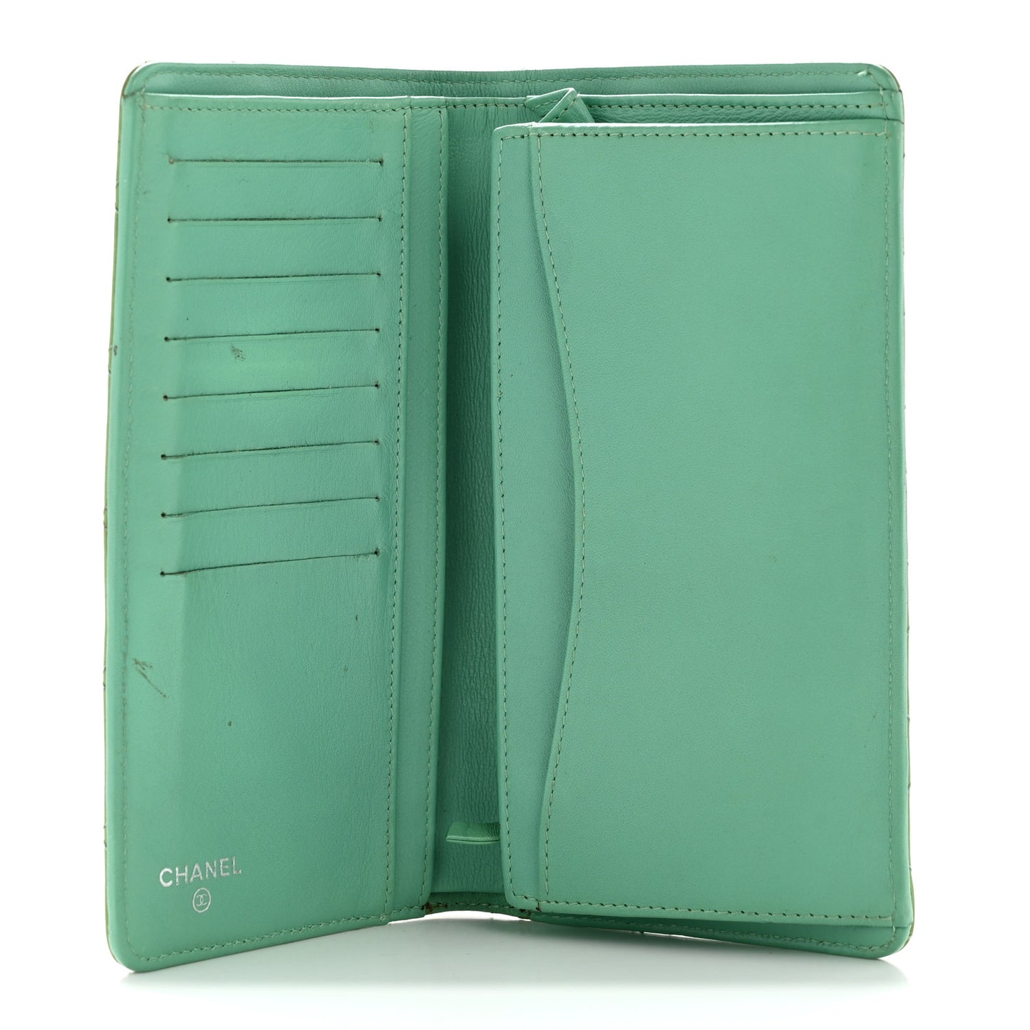 Patent Quilted Yen Wallet Turquoise