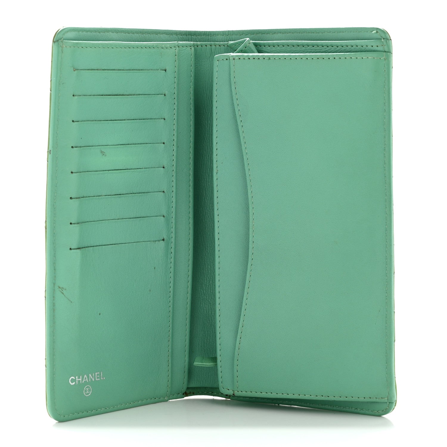 Chanel Patent Quilted Yen Wallet Turquoise 5 of 14