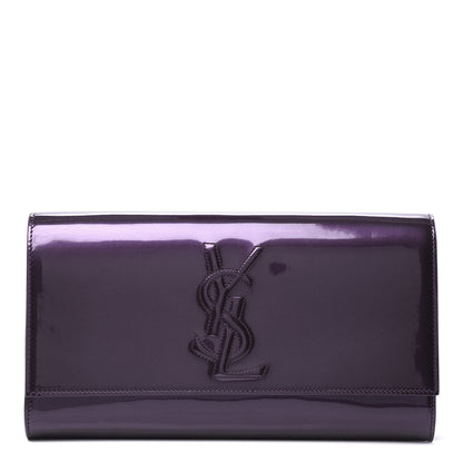 Saint Laurent Patent Calfskin Monogram Large Belle De Jour Clutch Purple 1 of 8