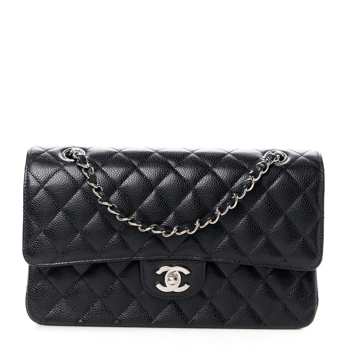 Caviar Quilted Medium Double Flap Black