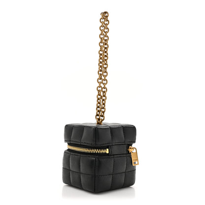 Saint Laurent Lambskin Cassandre Matelasse Carre Mini Cube On Chain Black 3 of 9