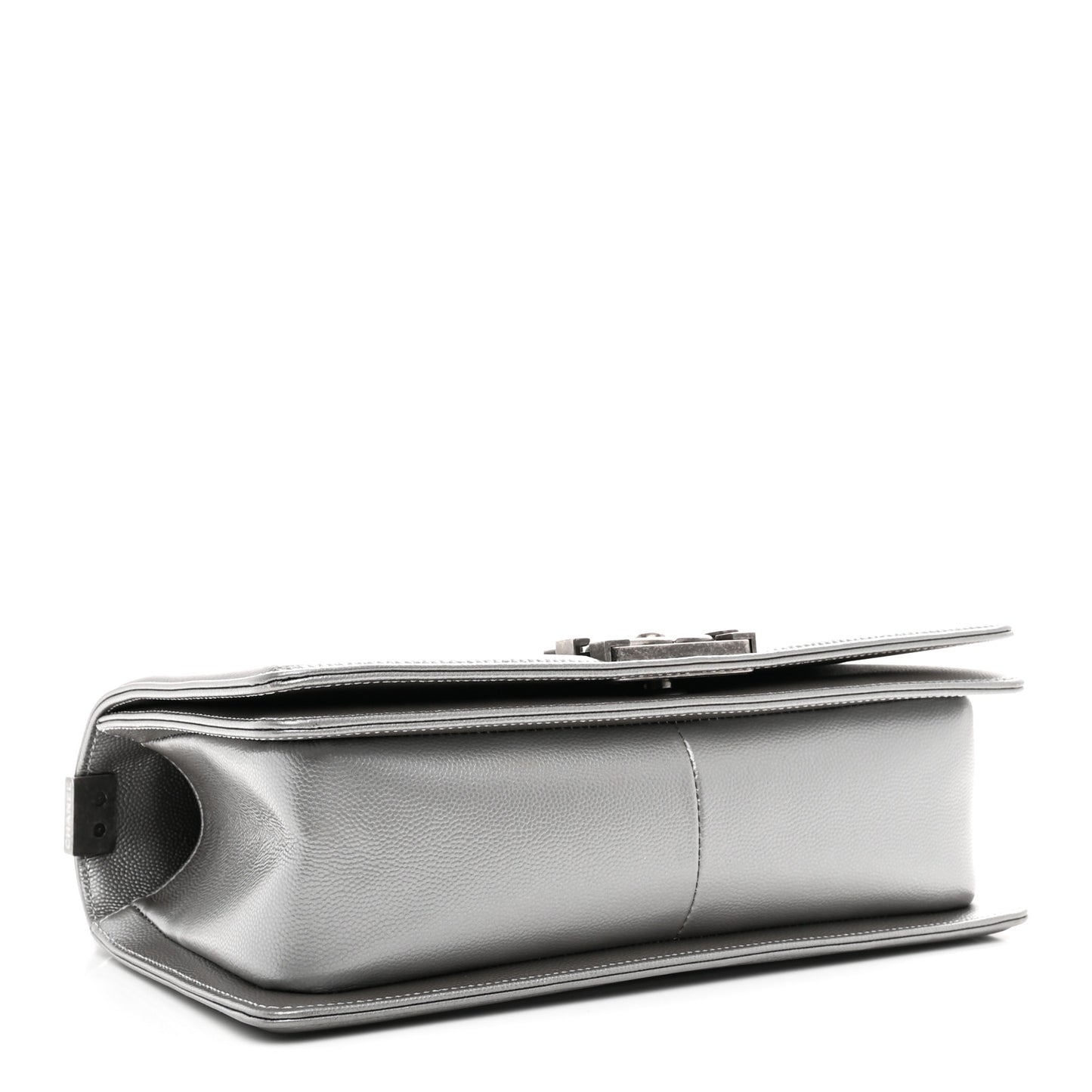 Metallic Caviar Quilted Medium Boy Flap Silver
