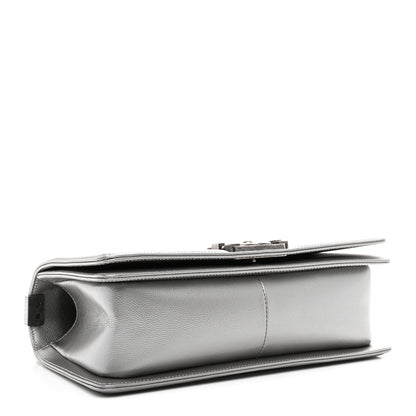 Chanel Metallic Caviar Quilted Medium Boy Flap Silver 4 of 10