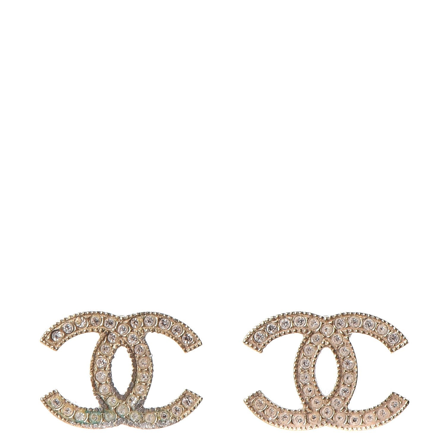 Chanel Crystal CC Earrings Gold 1 of 6