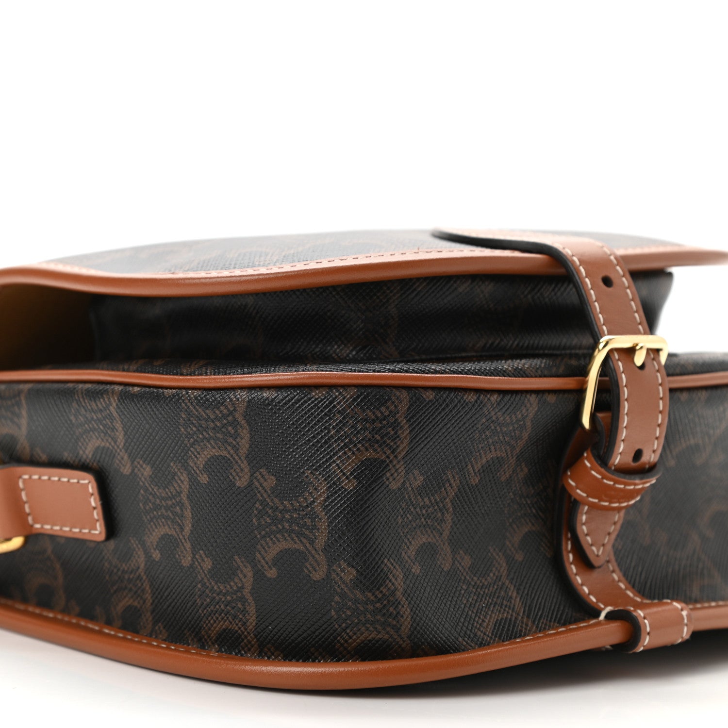 Celine Triomphe Canvas Medium Folco Bag Tan 10 of 12