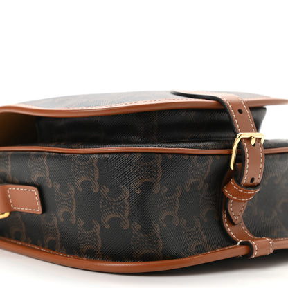 Celine Triomphe Canvas Medium Folco Bag Tan 10 of 12