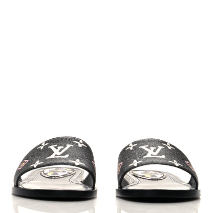 Louis Vuitton Monogram Wild At Heart Lock It Flat Mule 38 Black 2 of 9