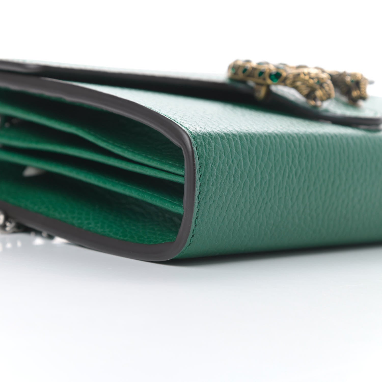 Gucci Calfskin Mini Dionysus Chain Wallet Emerald 9 of 10