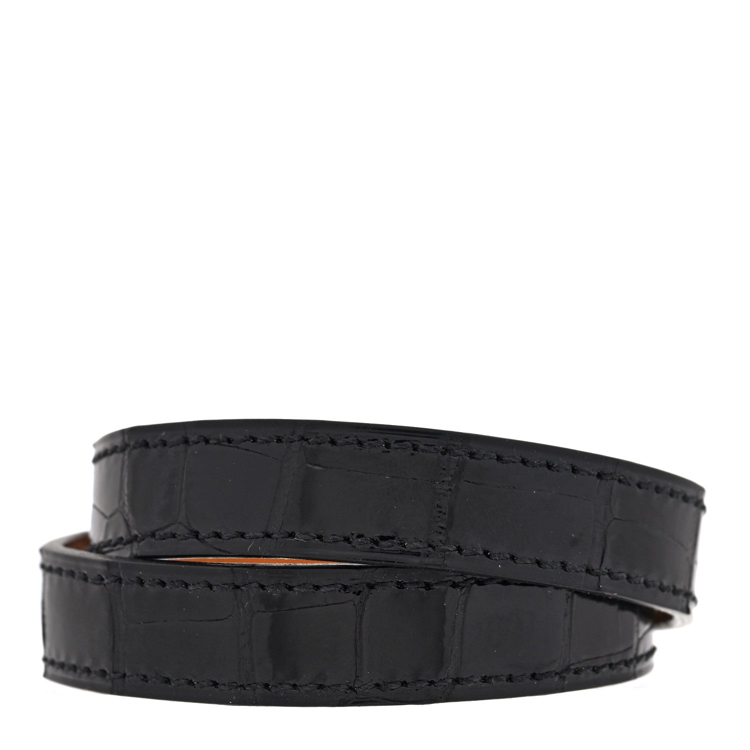 Hermes Shiny Alligator Kelly Double Tour Bracelet T2 Black 3 of 6