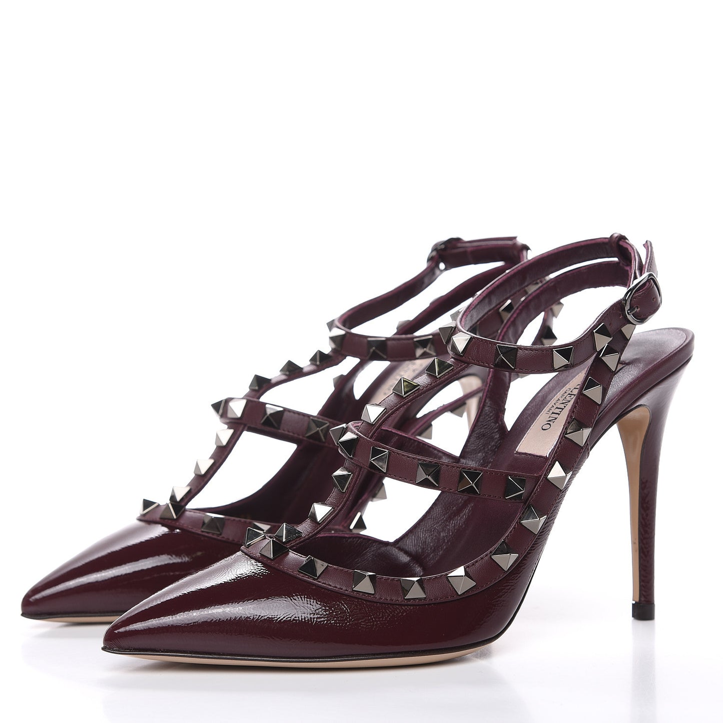 Patent Rockstud Ankle Strap 100mm Pumps 37.5 Rubin