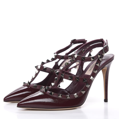Valentino Garavani Patent Rockstud Ankle Strap 100mm Pumps 37.5 Rubin 3 of 7