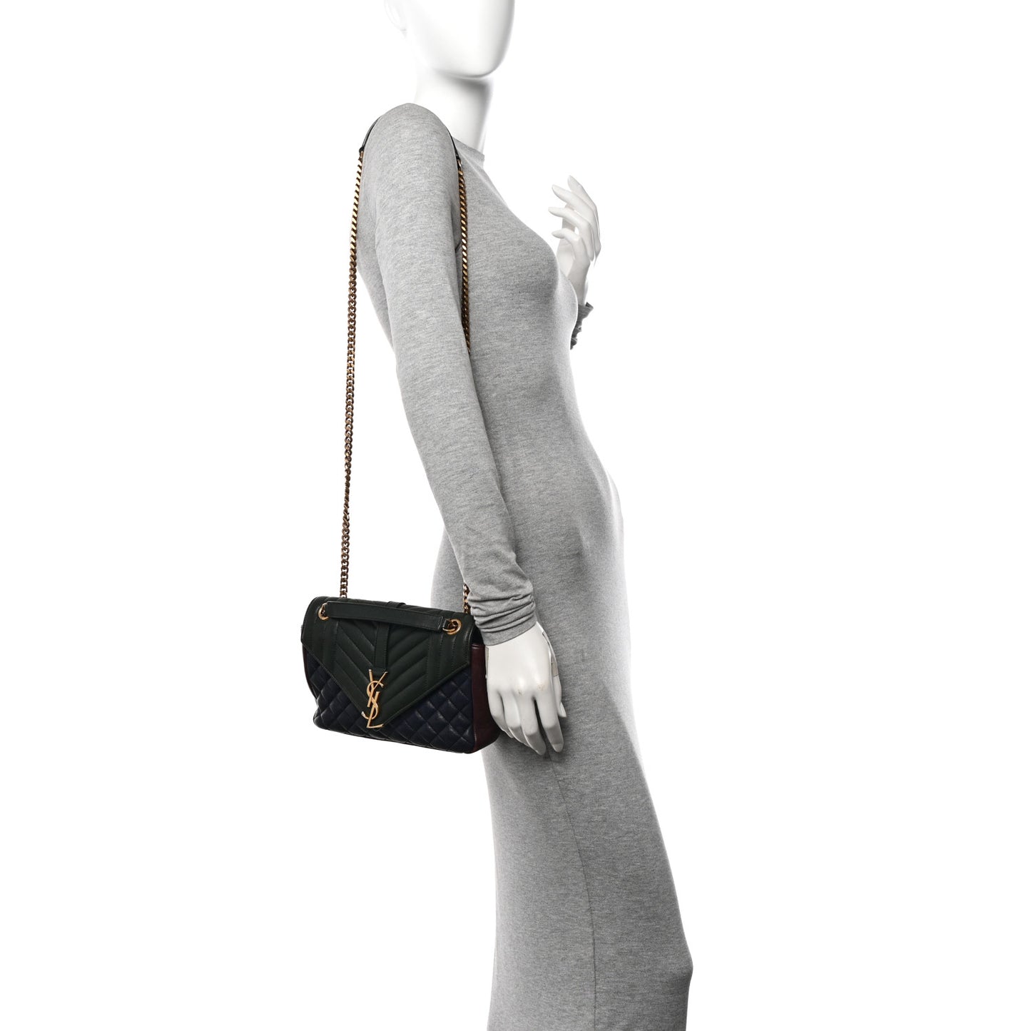 Sheepskin Tri-Color Tri-Quilt Monogram Medium College Bag