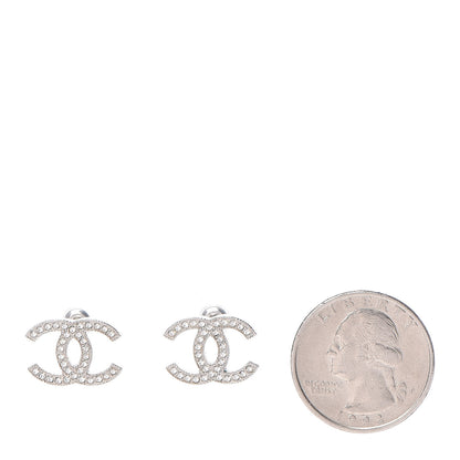 Chanel Crystal CC Earrings Silver 2 of 5