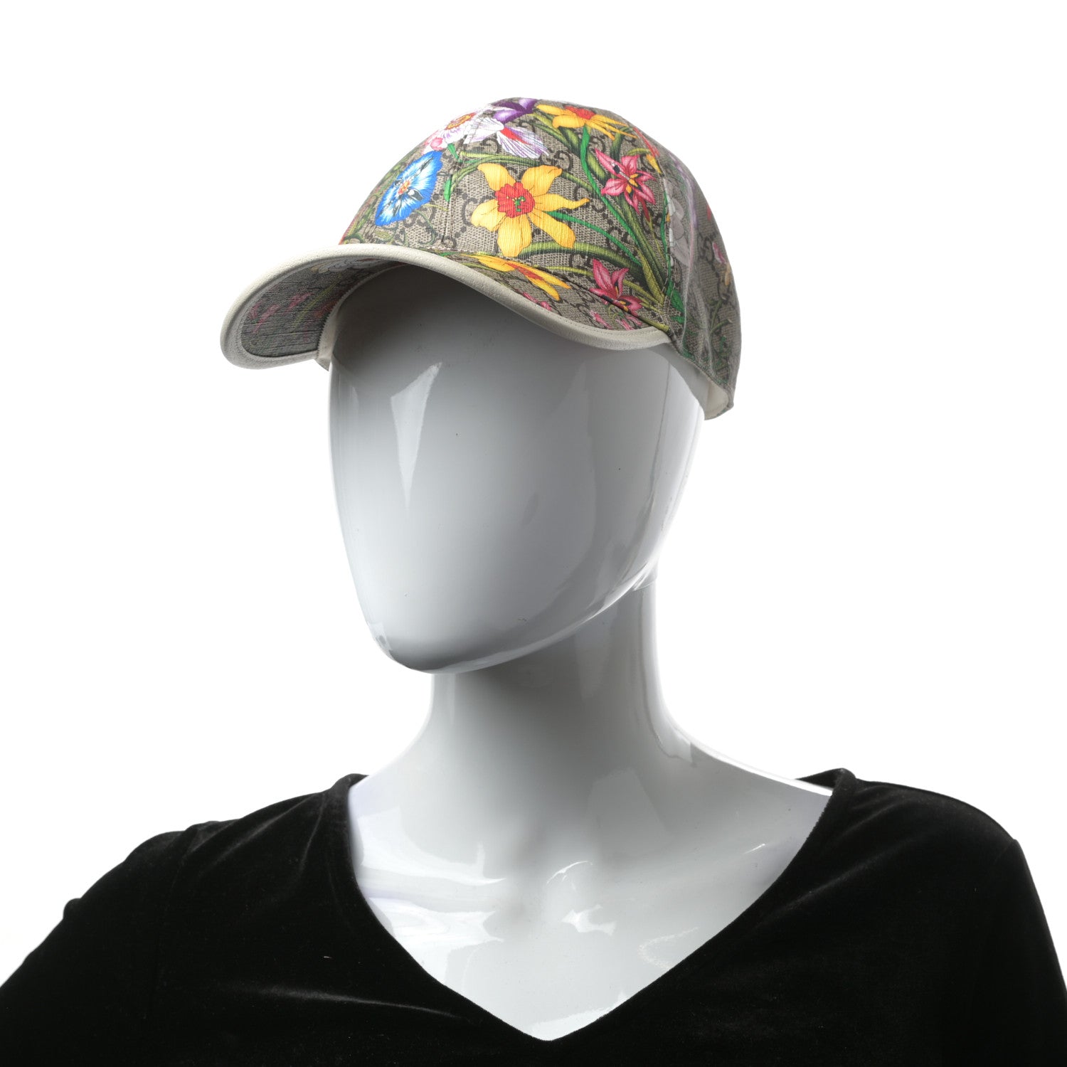 Gucci GG Supreme Flora Claudia Baseball Hat 56 S White 2 of 8