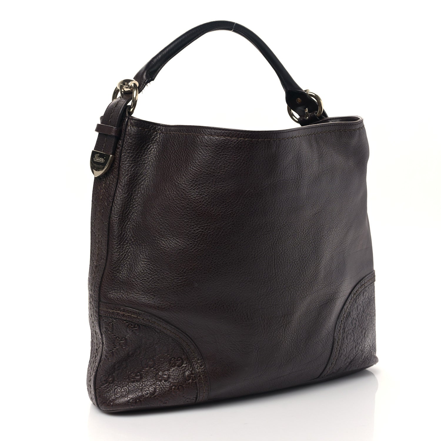 Gucci Calfskin Guccissima Trim Large Signoria Hobo Dark Brown 3 of 9