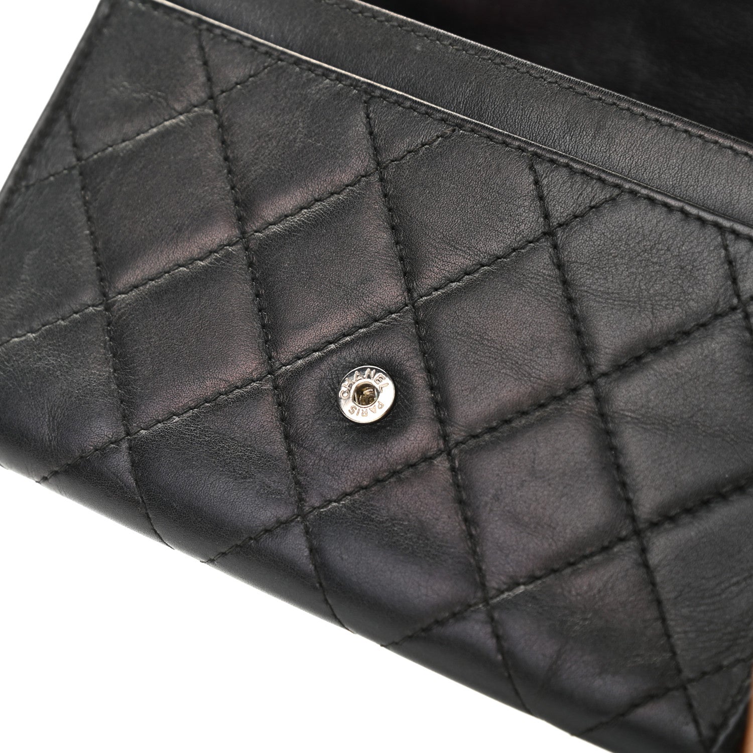 Chanel Calfskin Quilted Cambon Flap Wallet Black White 16 of 19
