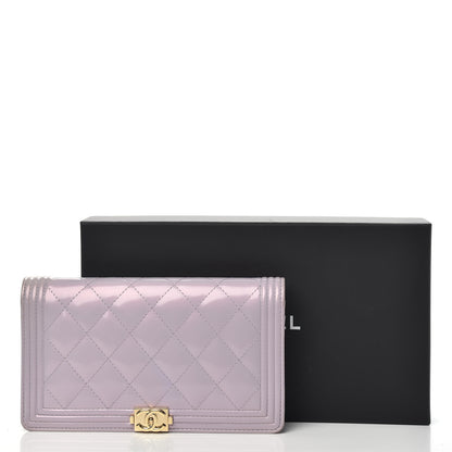 Chanel Metallic Patent Calfskin Quilted Boy Yen Wallet Purple 12 of 12