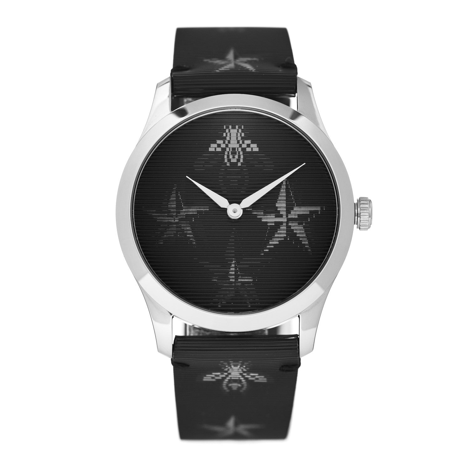 Gucci Stainless Steel Calfskin 38mm G-Timeless Bee Star Hologram Quartz Watch Black 1 of 4