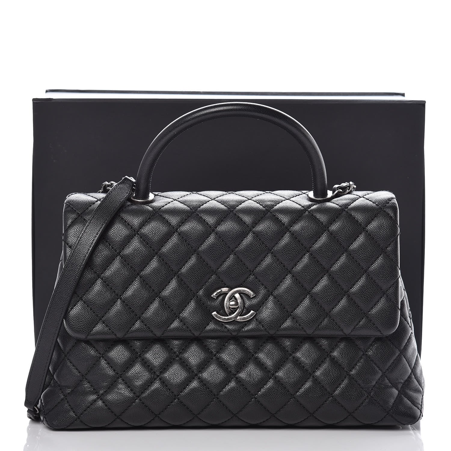 Chanel Caviar Quilted Medium Coco Handle Flap Black 12 of 12