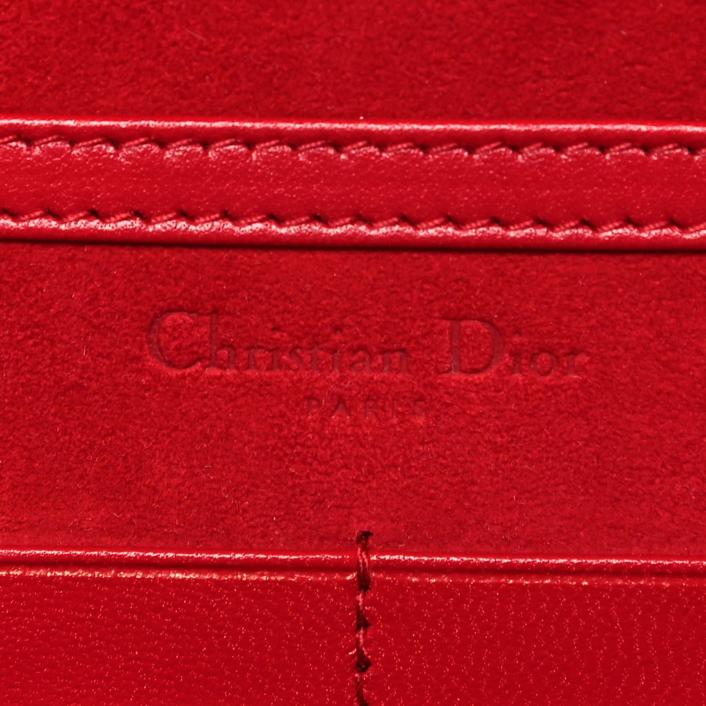 Grained Calfskin Diorama Wallet on Chain Pouch Rouge Vif