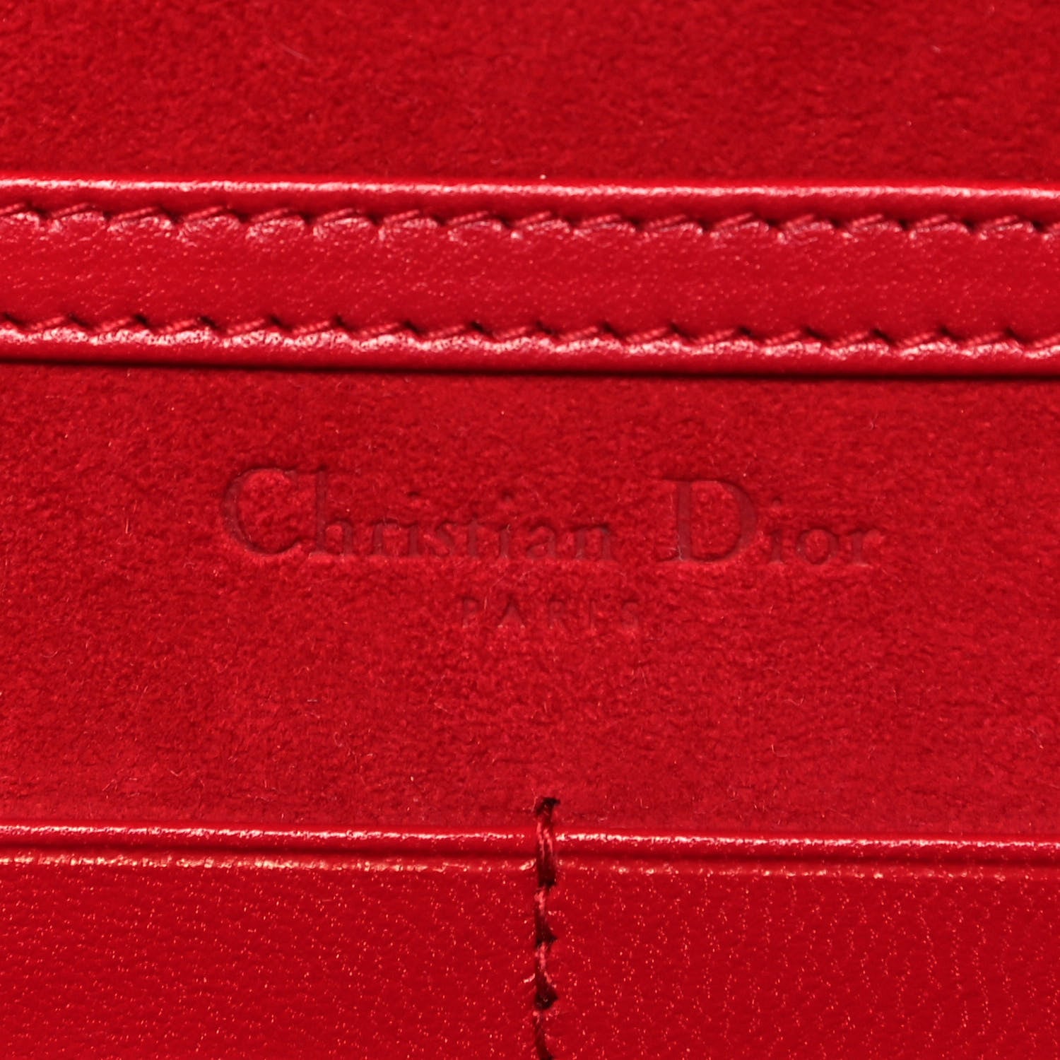 Christian Dior Grained Calfskin Diorama Wallet on Chain Pouch Rouge Vif 8 of 9