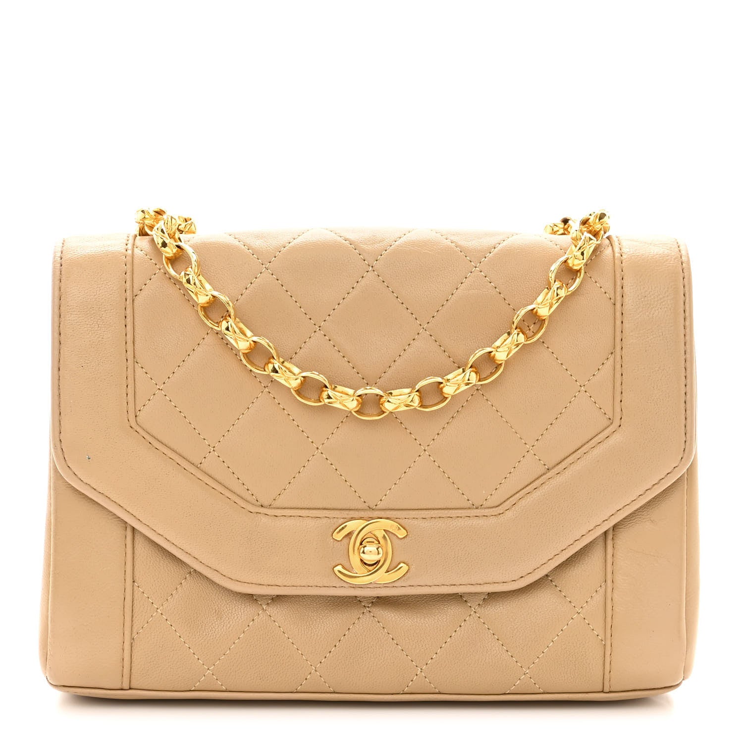Chanel Lambskin Quilted Small Single Flap Beige 1 of 13