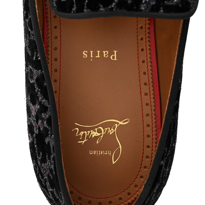Christian Louboutin Velvet Glitter Mens Dandyrocks Flat Loafers 44 Black 8 of 8