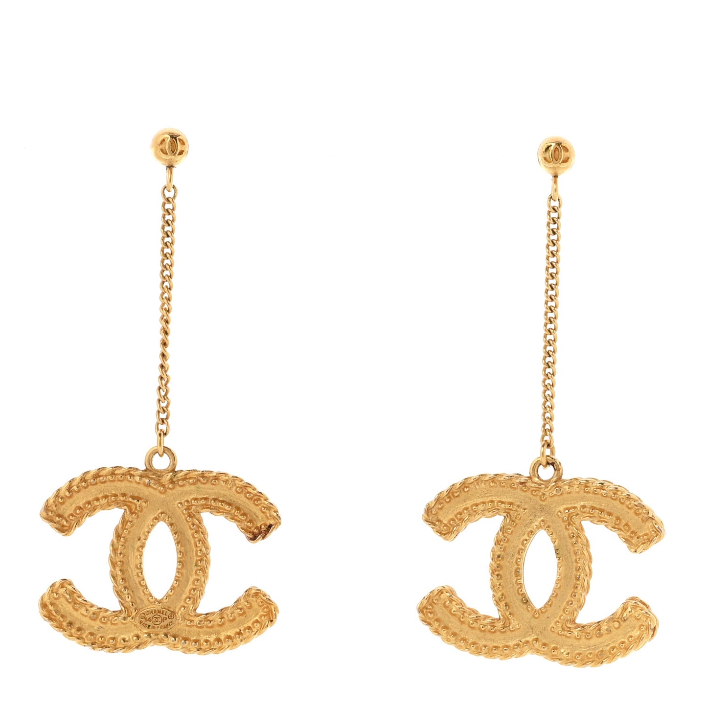 CC Drop Earrings Matte Gold