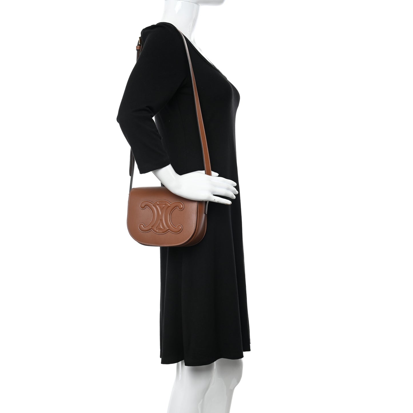 Smooth Calfskin Cuir Triomphe Folco Crossbody Bag Tan