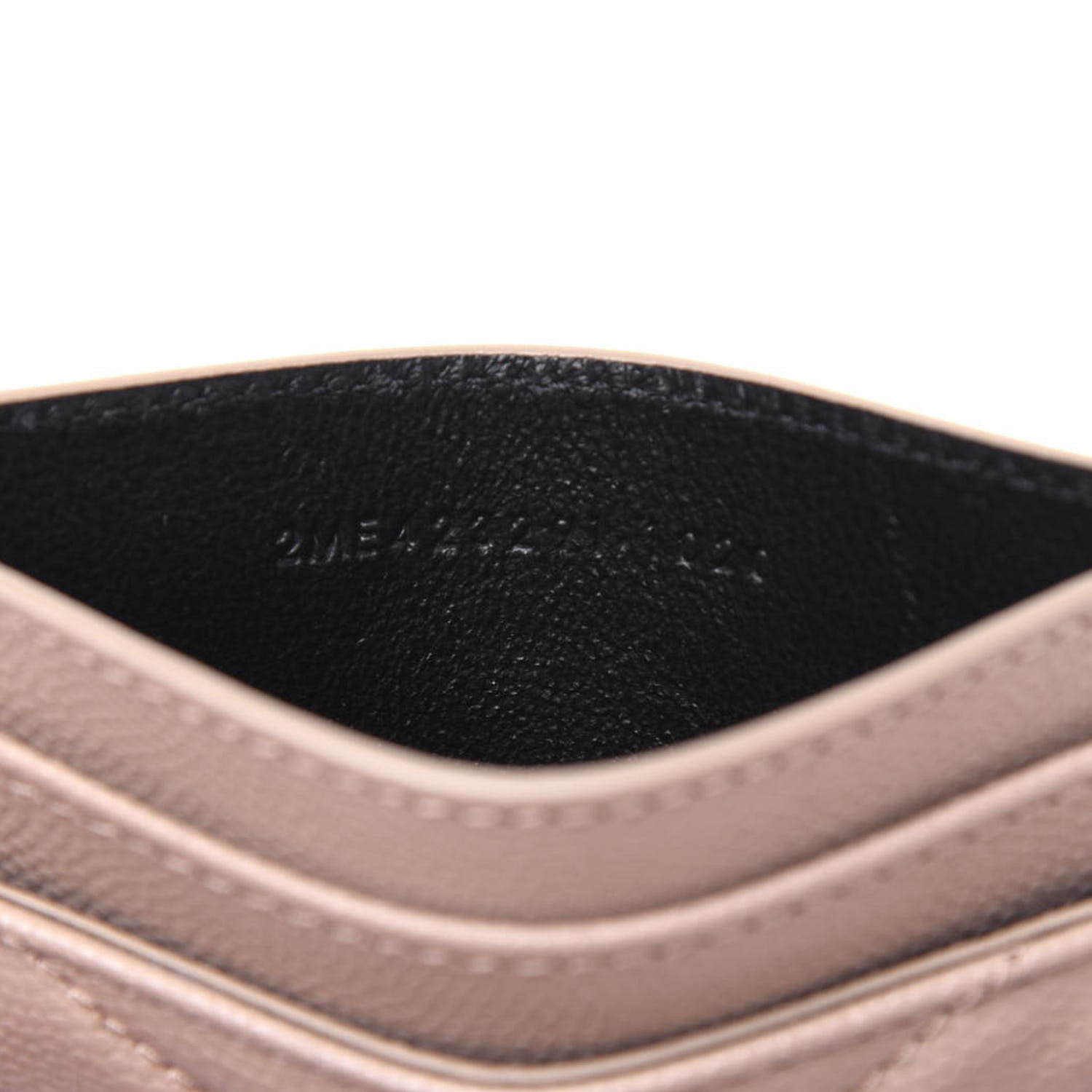 Saint Laurent Grain De Poudre Matelasse Chevron Monogram Credit Card Case Dark Beige 6 of 10