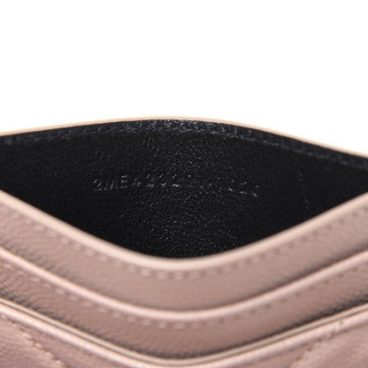 Saint Laurent Grain De Poudre Matelasse Chevron Monogram Credit Card Case Dark Beige 6 of 10