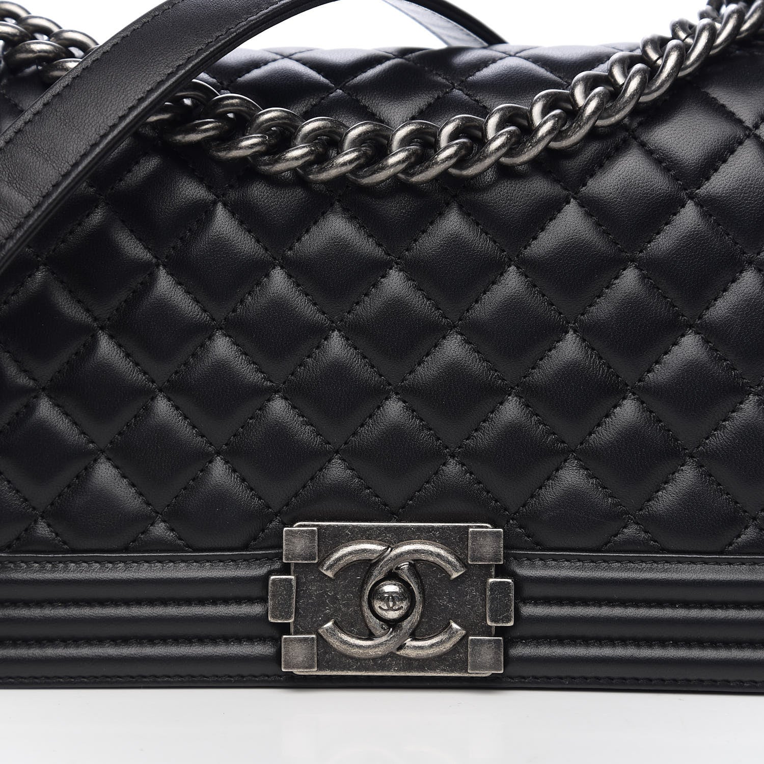 Chanel Lambskin Quilted Medium Boy Flap Black 9 of 9