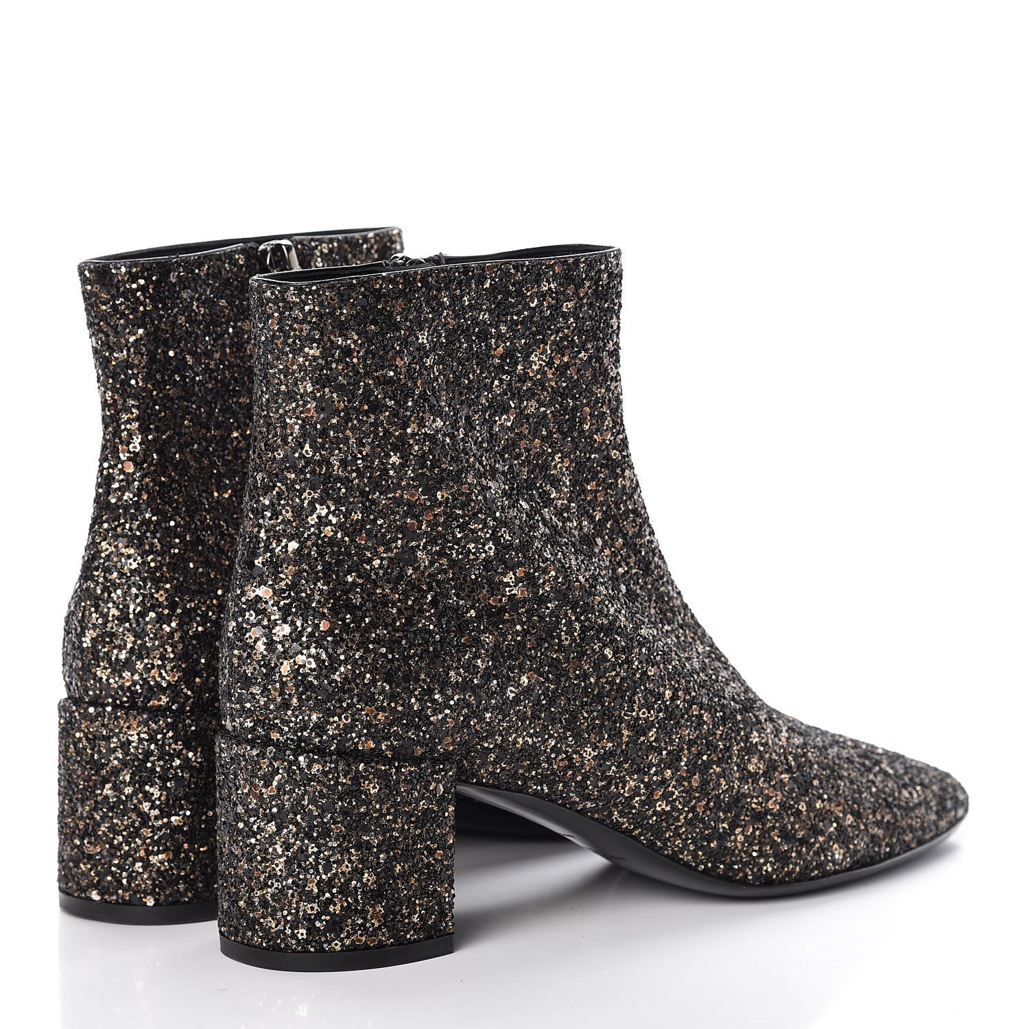 Saint Laurent Glitter Loulou Ankle Boots 39 Black Gold 4 of 8