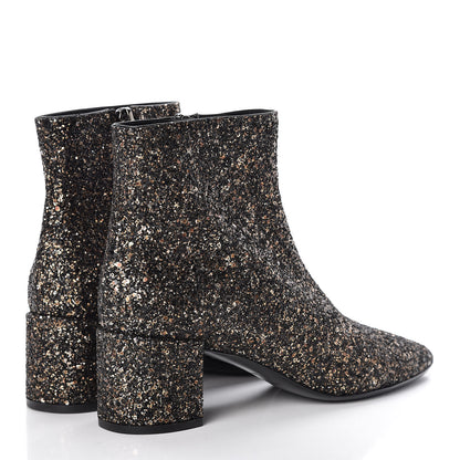 Saint Laurent Glitter Loulou Ankle Boots 39 Black Gold 4 of 8