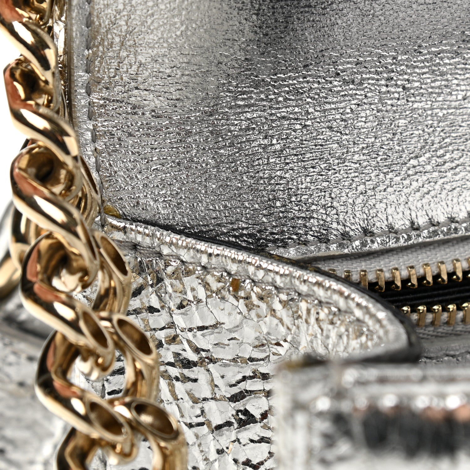 Christian Dior Metallic Ceramic Effect Deerskin Medium Diorama Flap Bag Silver 13 of 13
