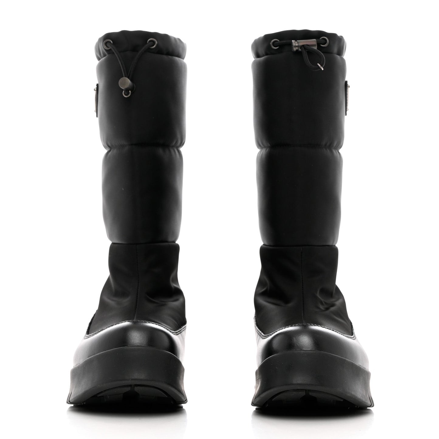 Nylon Metal Triangle Logo Padded Moon Boots 37 Black