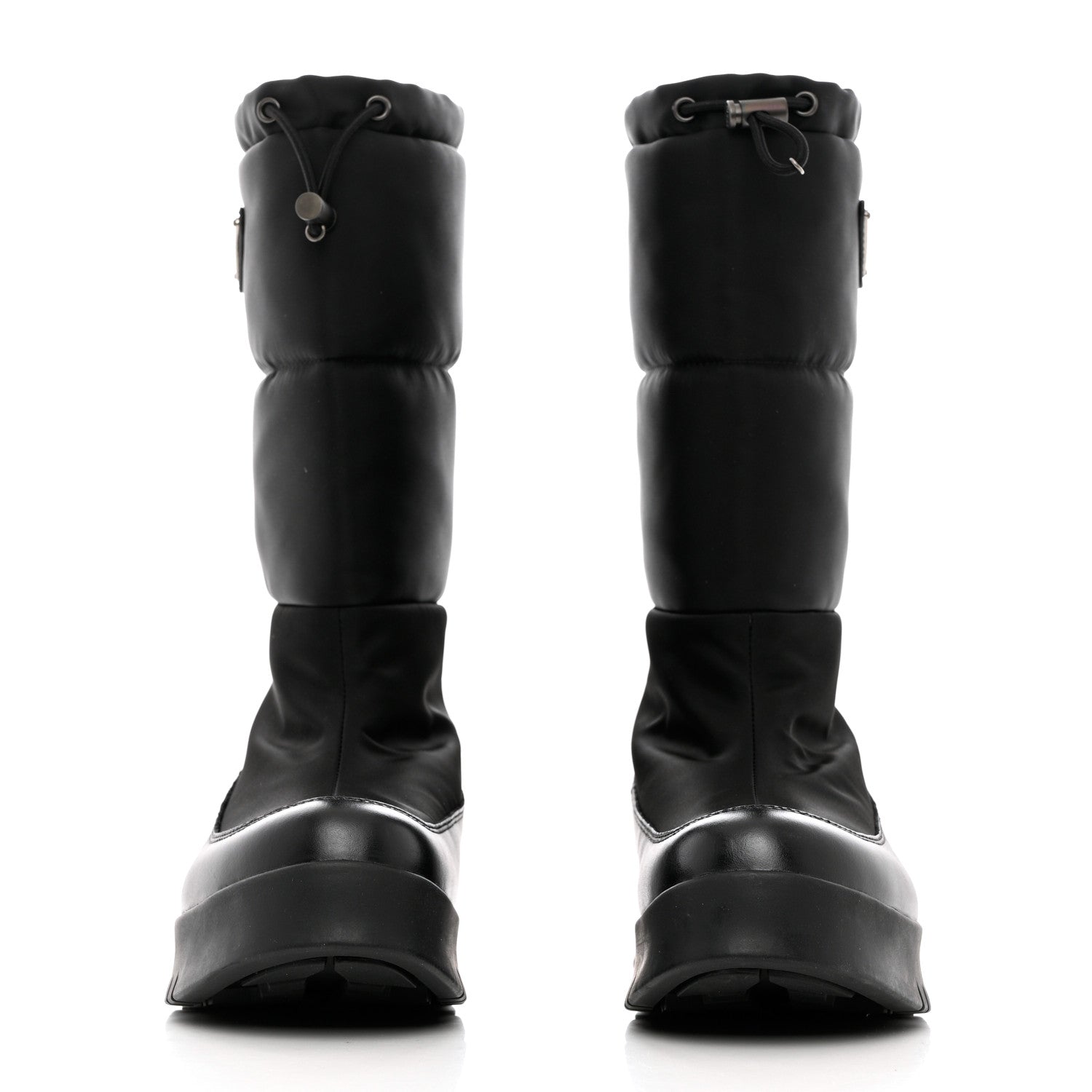 Prada Nylon Metal Triangle Logo Padded Moon Boots 37 Black 2 of 12