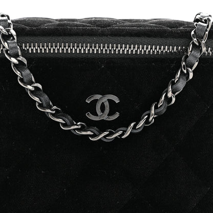Chanel Velvet Quilted Small Vanity Case With Chain Black 8 of 11