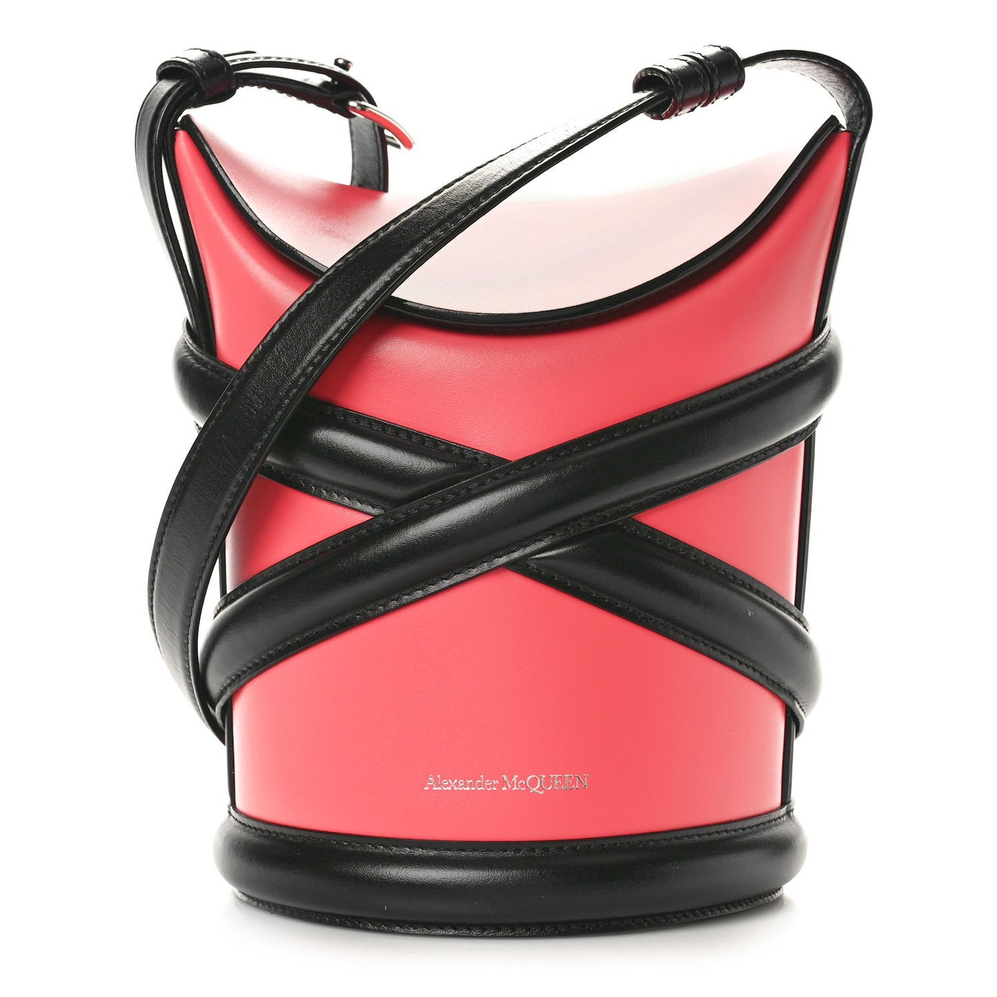 Calfskin The Curve Shoulder Bag Pink Black