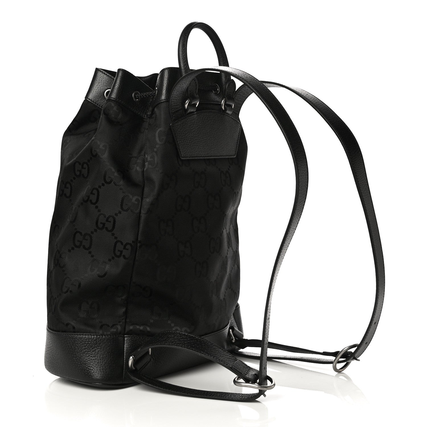 Gucci Econyl Nylon Monogram Off The Grid Drawstring Bucket Backpack Black 2 of 10