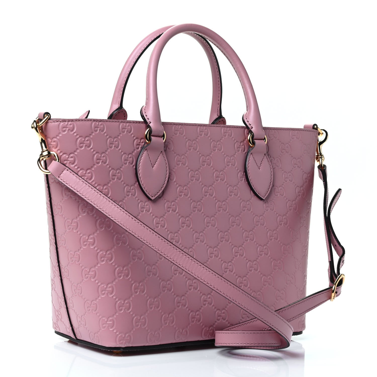 Gucci Guccissima Signature Small Zippered Bucket Tote Rose Baby Candy 2 of 4