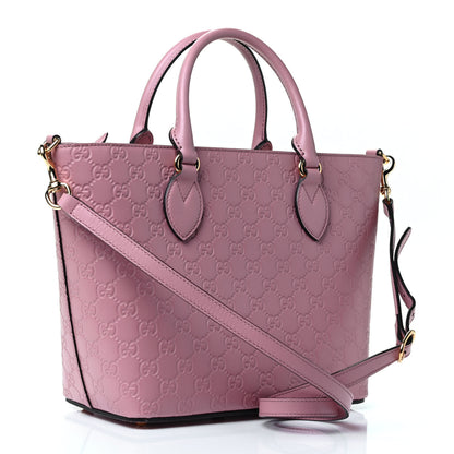 Gucci Guccissima Signature Small Zippered Bucket Tote Rose Baby Candy 2 of 4