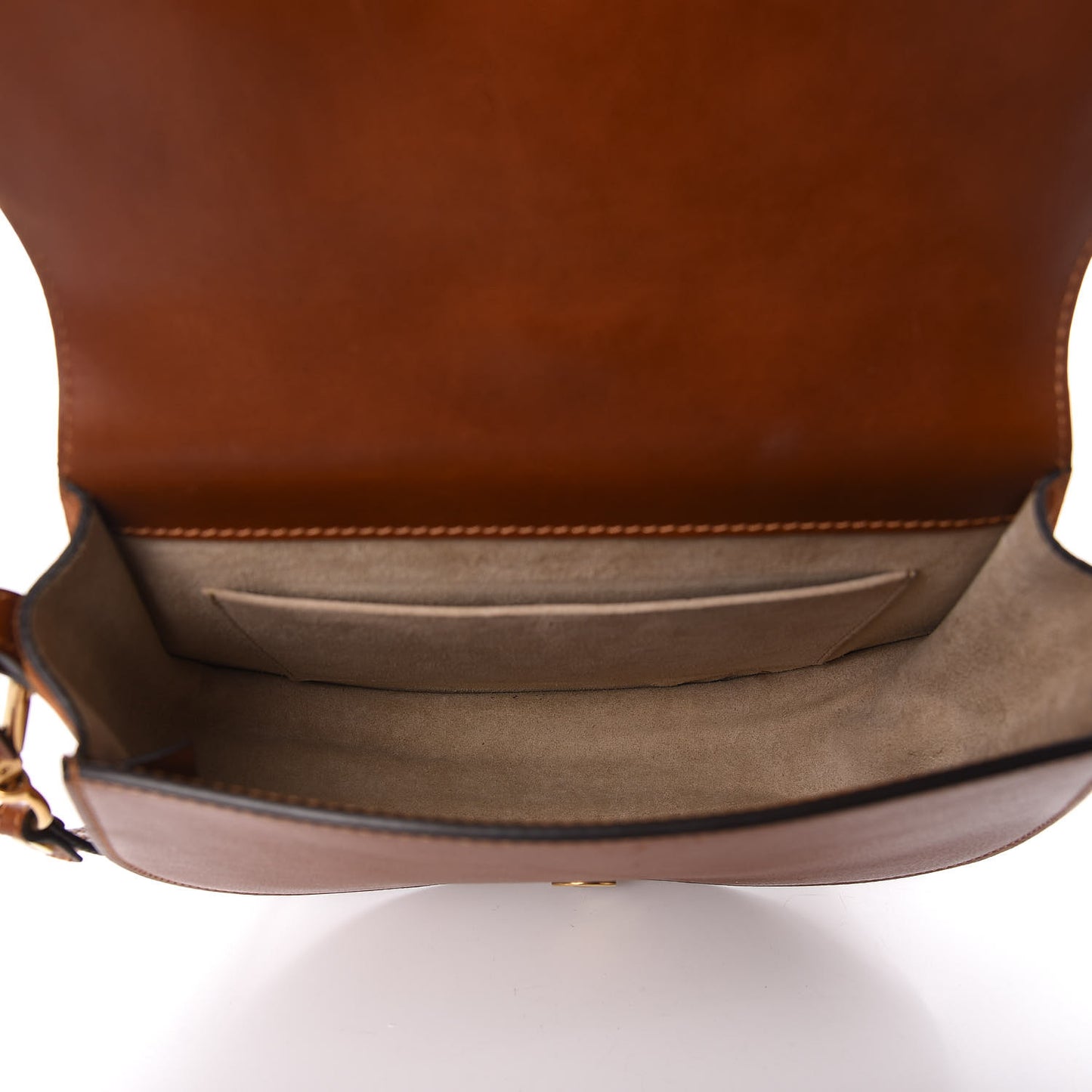 Calfskin Suede Medium Nile Bracelet Bag Caramel