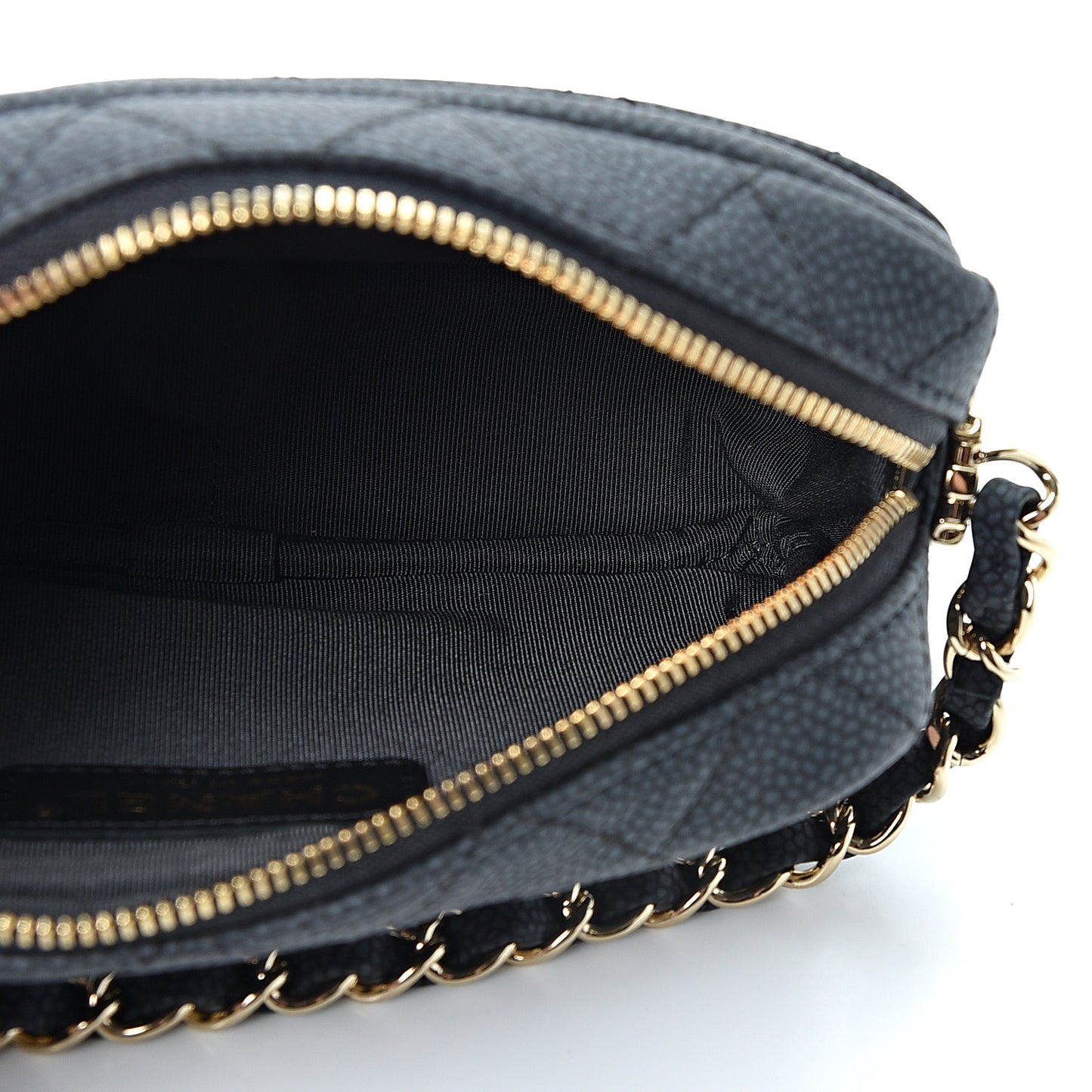 Caviar Quilted Mini Coco Tassel Camera Case Black