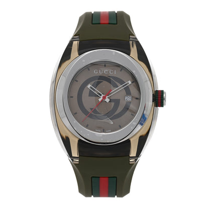 Gucci Stainless Steel Rubber 46mm Sync Web Quartz Watch Hunter Green 1 of 5