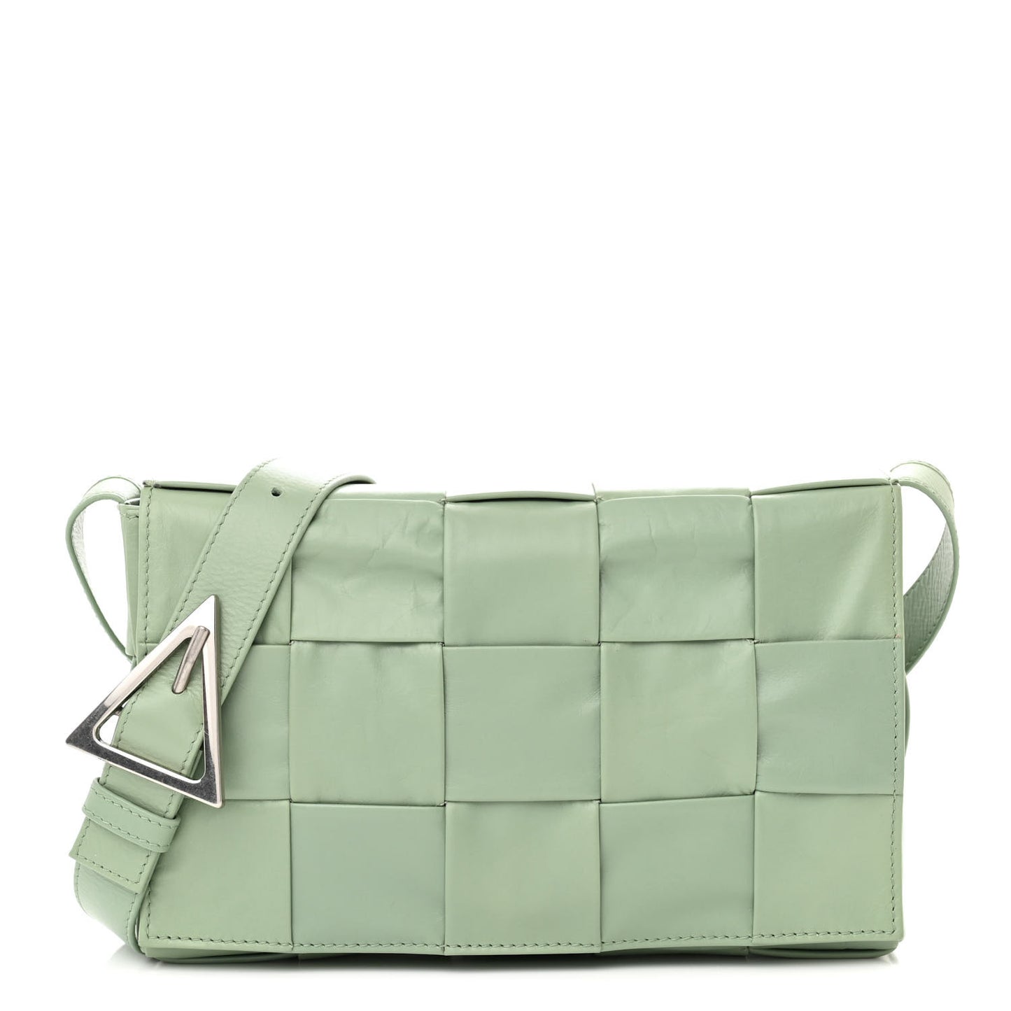 Paper Calfskin Maxi Intreccio Cassette Crossbody Bag Sage