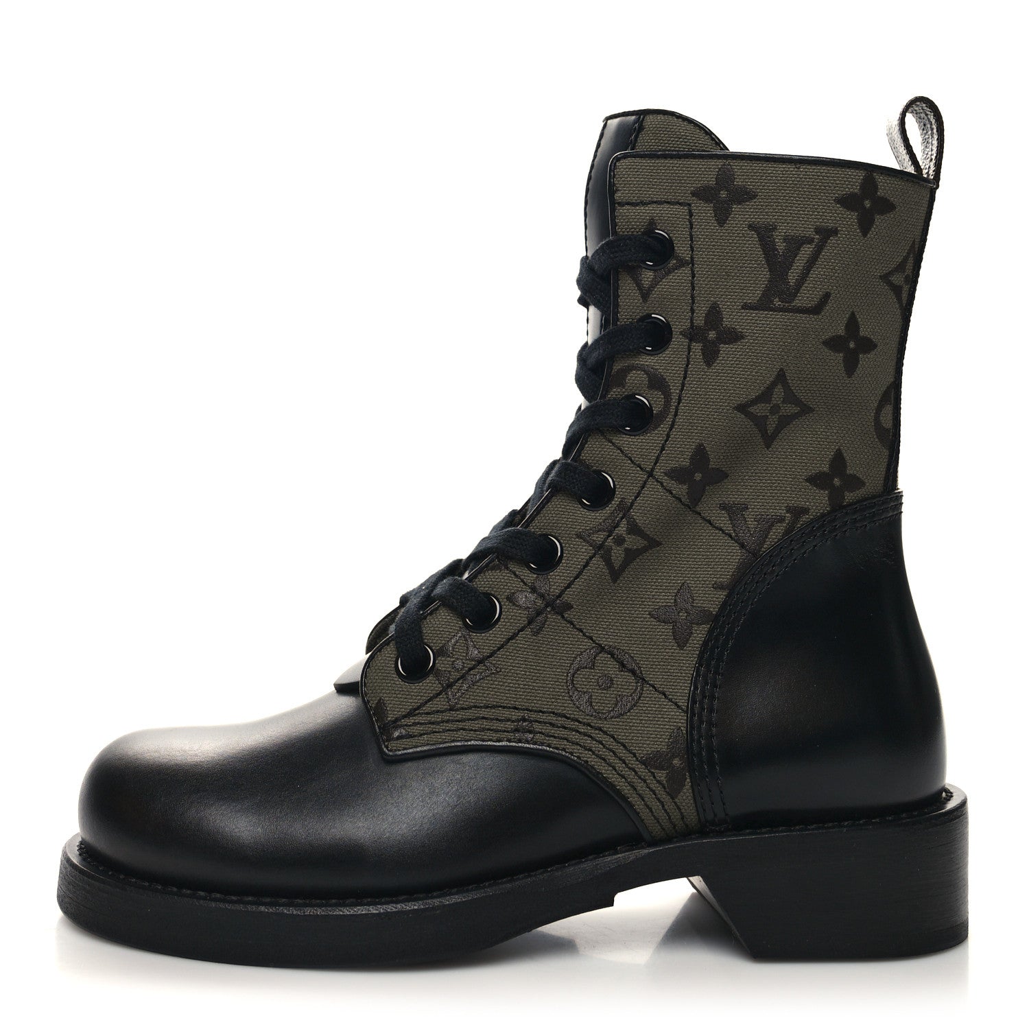 Louis Vuitton Canvas Calfskin Metropolis Flat Ranger Boot 36 Khaki Green 1 of 8