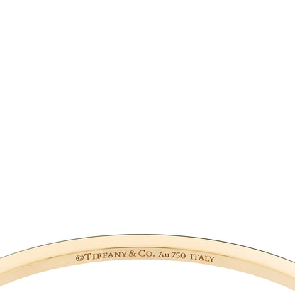 Tiffany 18K Yellow Gold Diamond T Hinged Wire Bangle Bracelet 3 of 4